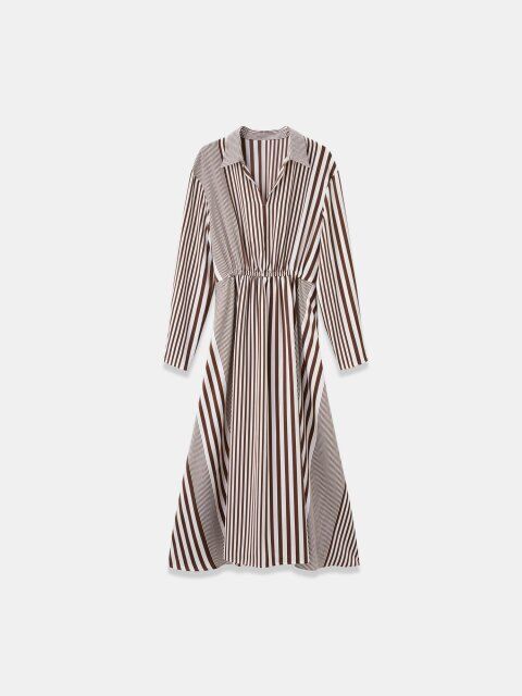 2025plstピーチサテンギャザーワンピース