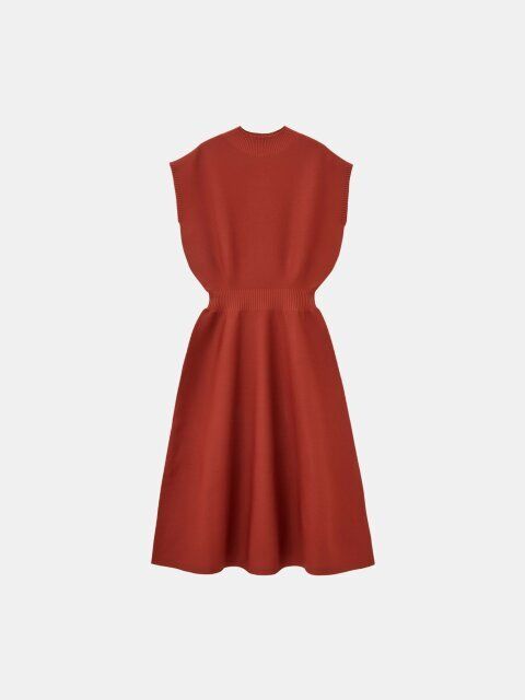 2025plstホールガーメント（R）ボトルネックフレアワンピース