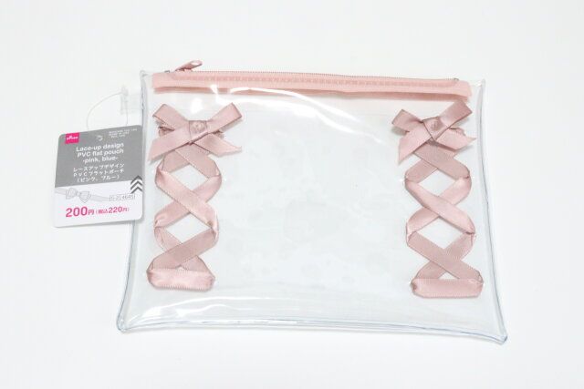 レースアップデザインPVCフラットポーチ パッケージ