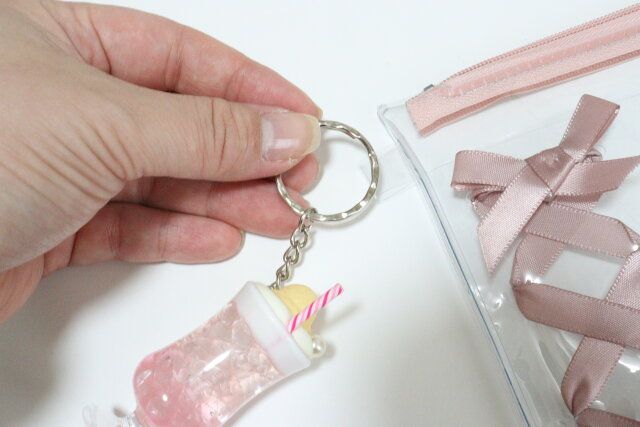 レースアップデザインPVCフラットポーチ ループ