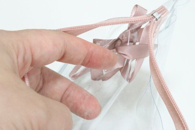 レースアップデザインPVCフラットポーチ 内側