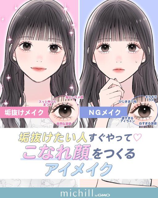 最旬のアイメイクとお古アイメイクの仕上がりの違い