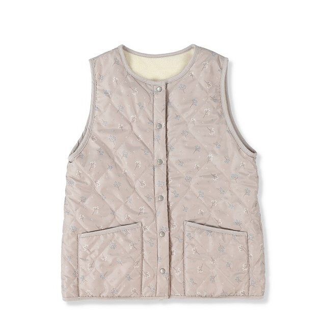 しまむらの花柄キルティング中綿ベスト