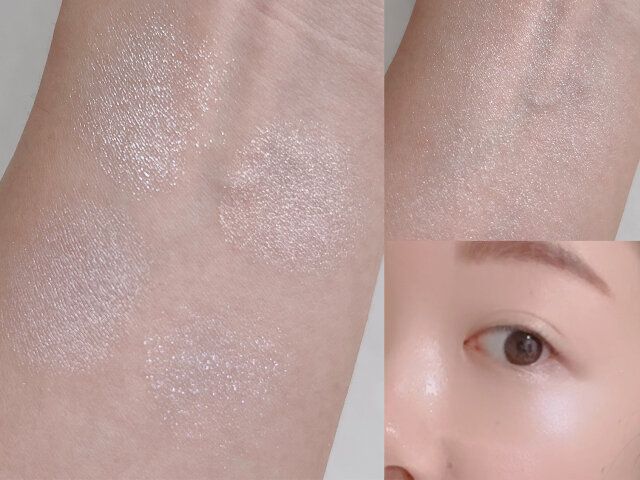 DIOR バックステージ グロウ マキシマイザー パレット 002 フロステッドオパールグロウ 腕に付けて発色確認