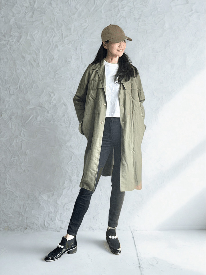 キャップ&長袖コットンジャケットに合わせて