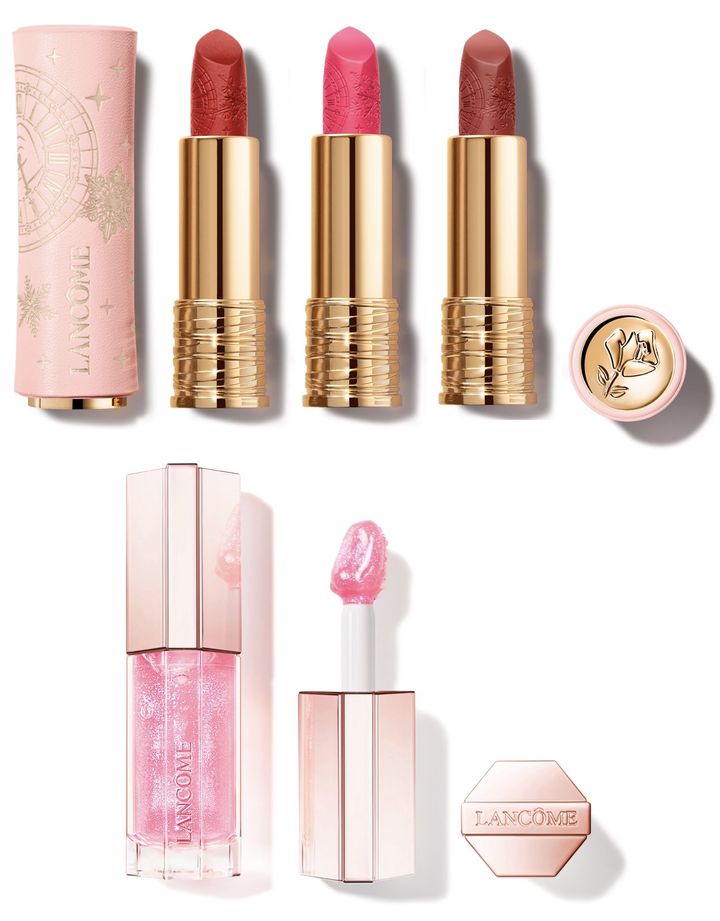 〈上左から〉ラプソリュ ルージュ ドラママット （限定パッケージ） 296、025、09 各￥6,600 〈下〉イドル リップ ジューシー トリート 035 ￥5,500（すべて10月24日より公式オンラインショップ先行、10月29日（水）よりうめだ阪急本店、11月1日より全国限定発売）