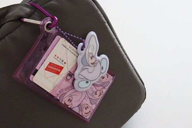 ダイソー クリアカードケース（ヤングオイスター） カラビナ