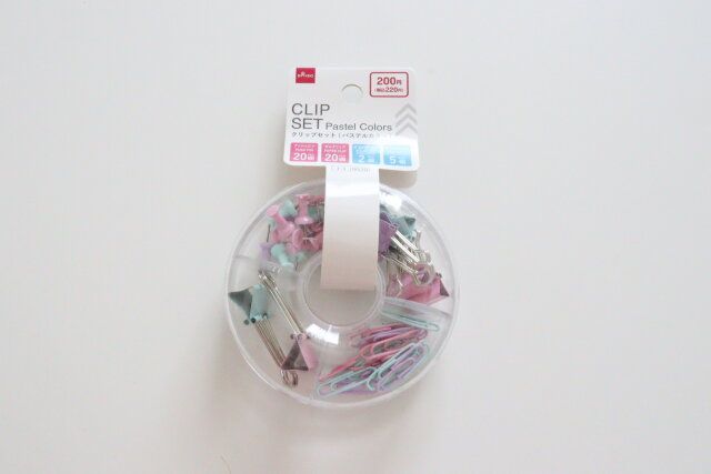 クリップセット（ドーナツ型ケース入、パステルカラー） パッケージ