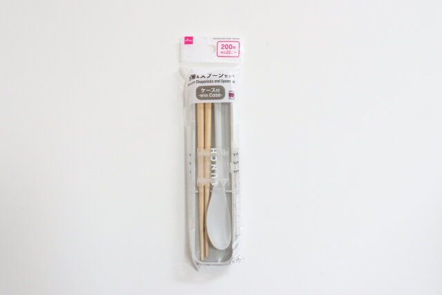 ダイソーの木箸＆スプーンセット（ケース付き）のパッケージ