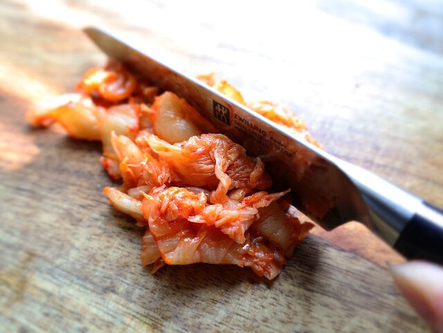 キムチは、荒く刻む。