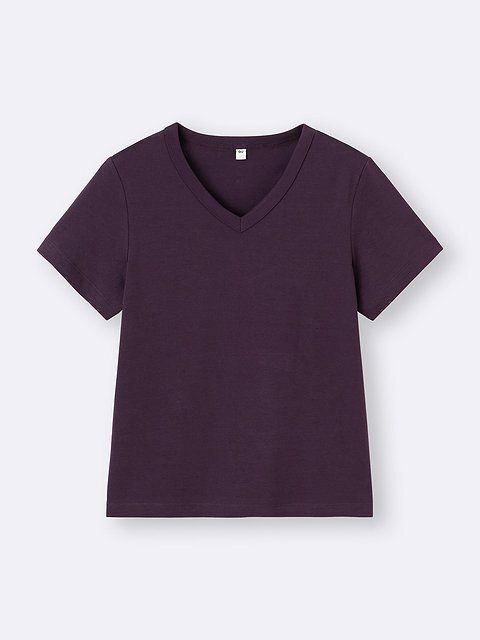 GUのコットンスムースVネックT