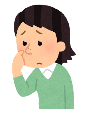 鼻の毛穴を気にする人のイラスト（女性）