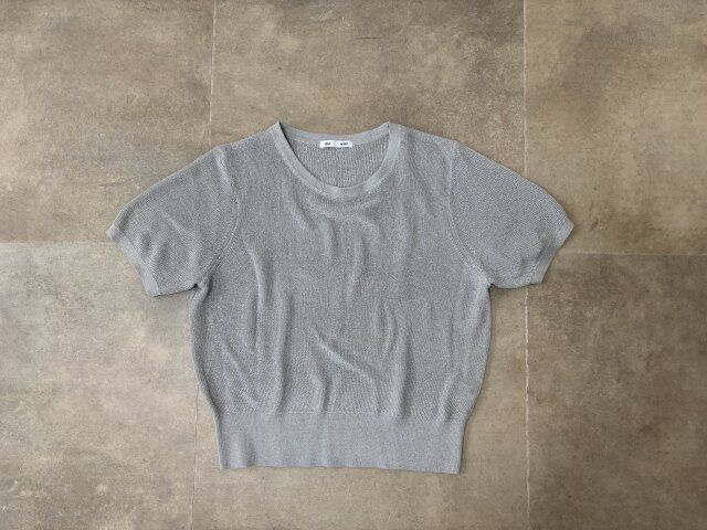 GU シアーラメセーター（半袖）Q LIGHT GRAY