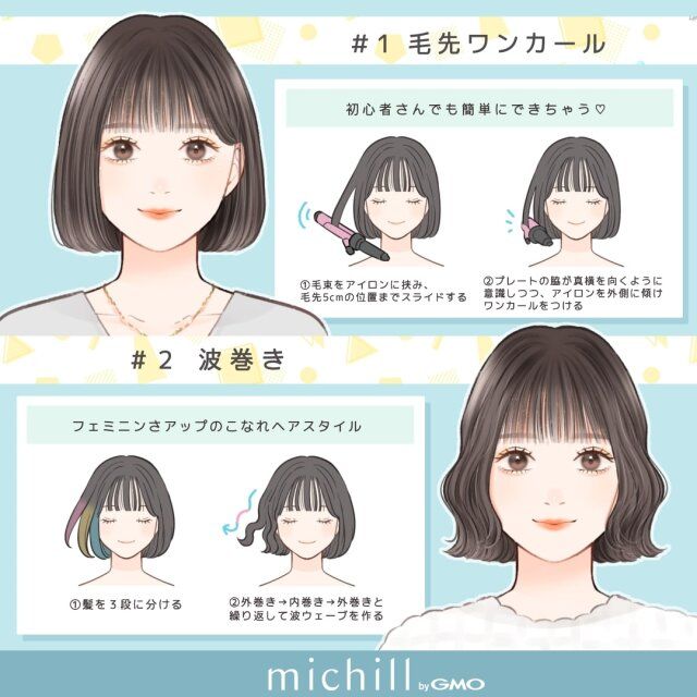 毛先ワンカール 波巻き