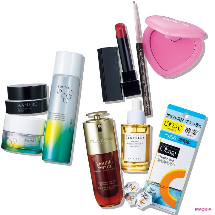 マキア おすすめ 櫻坂46 守屋麗奈 ソフィーナ iP カネボウ キャンメイク ケイト リップモンスター オバジ クラランス