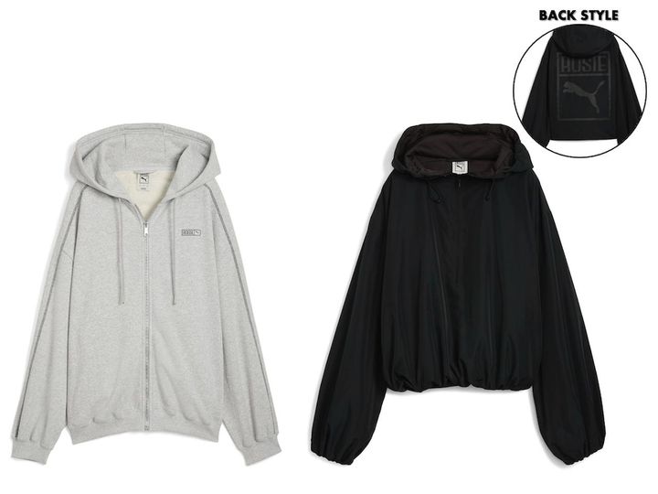 画像: プーマ x ロゼ T7 オーバーサイズド フルジップフーディー TR ¥16,500、プーマ x ロゼ オーバーサイズド ハーフジップパデッドジャケット ¥24,200 出典：プーマ