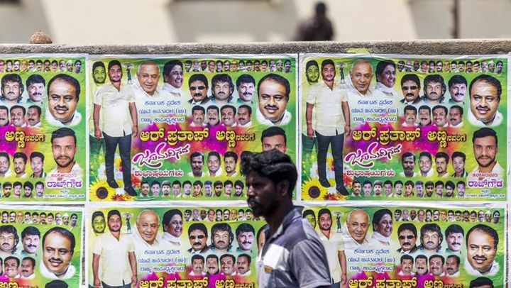 カルナタカ州選挙の選挙ポスター（ベンガルール、2018年）