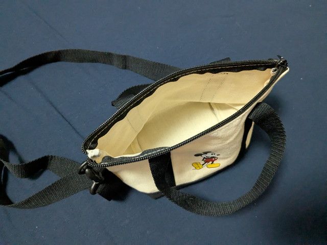 ショルダーポーチのファスナー開口部