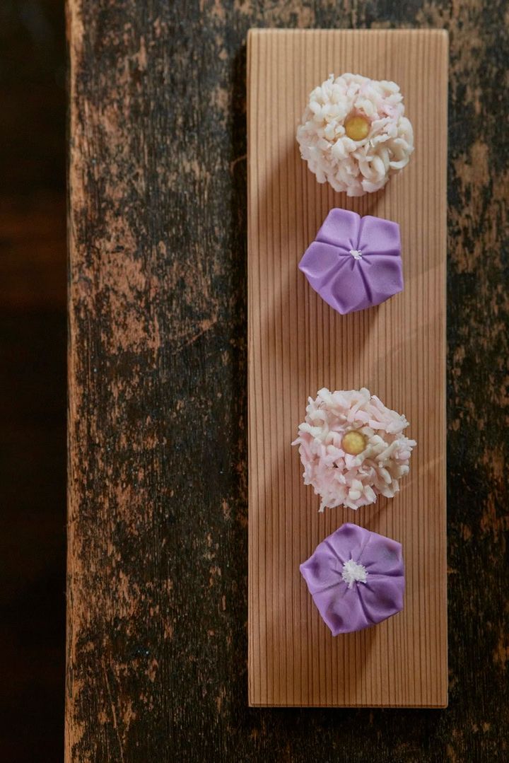 完成した和菓子。かれんさんのものは下の２つ