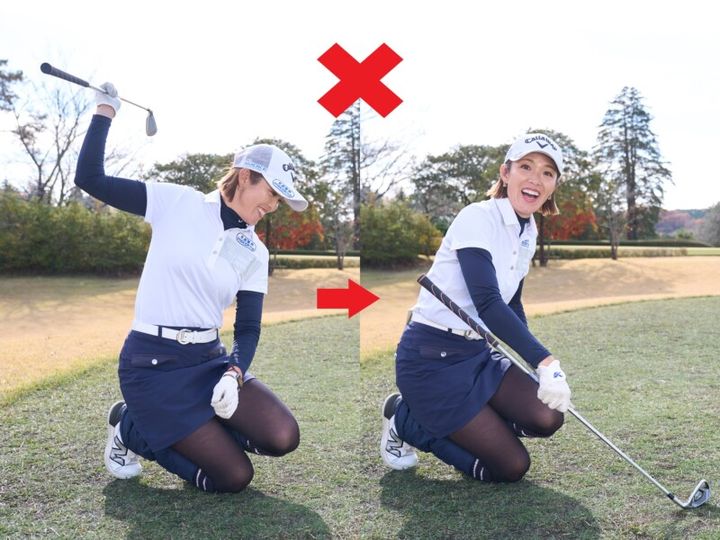 超コンパクトなバックスイングが正解！トンカチで釘を叩くイメージでヒット