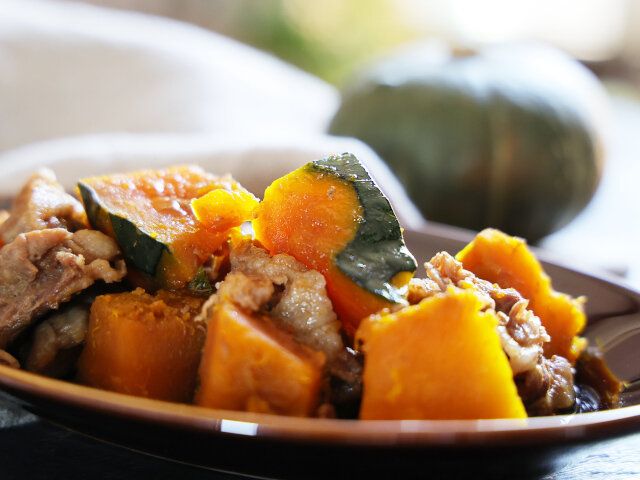 かぼちゃと豚肉の甘辛レンジ煮 完成