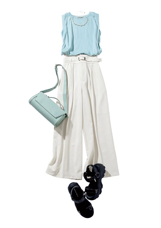 清潔感抜群なパンツ通勤コーデ