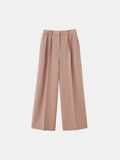 2025plstストレッチツイル2タックワイドフルレングスパンツ