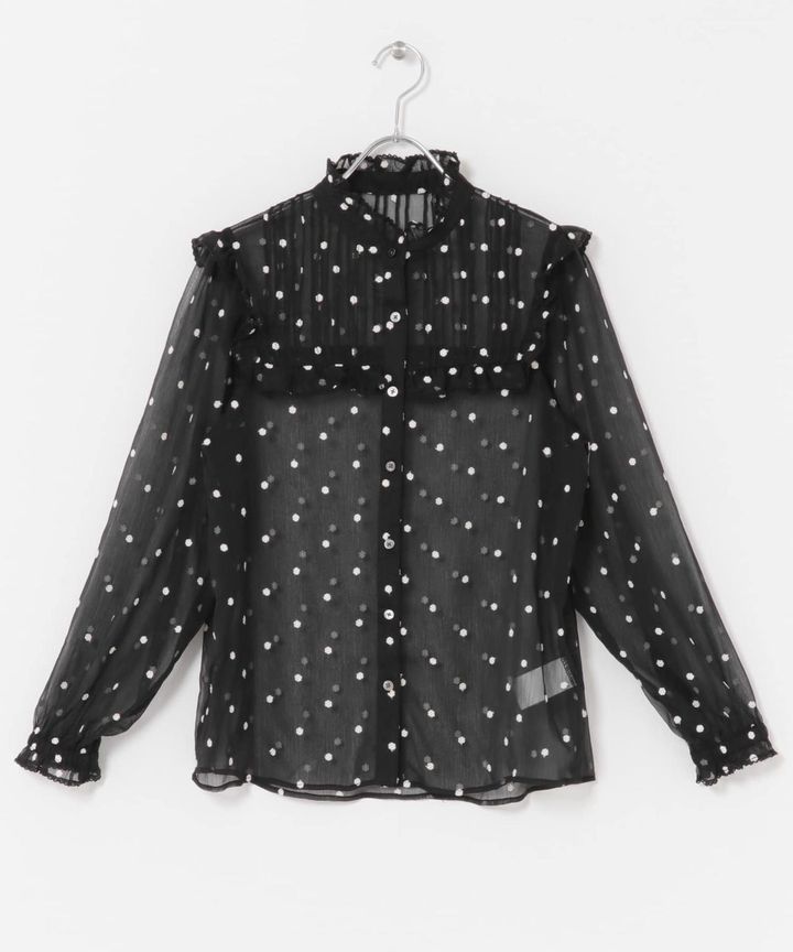 画像: ＜WEB限定＞フラワー刺繍フリルネックブラウス（ブラック）¥13,750（アーバンリサーチ ロッソ）