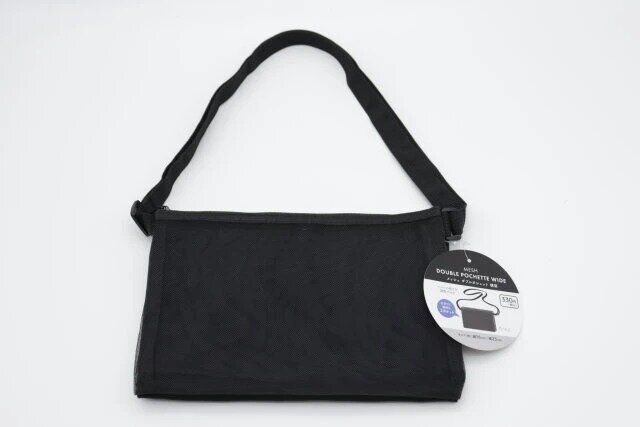 ダイソー メッシュ ダブルポシェット 横型 商品タグ