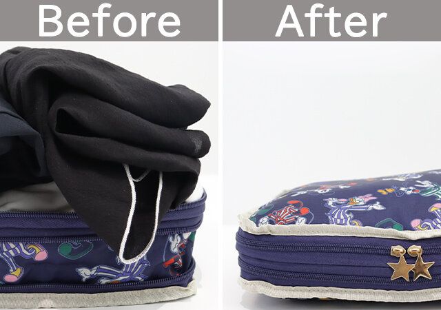 ディズニーパジャマパーティー圧縮収納ポーチbeforeafter