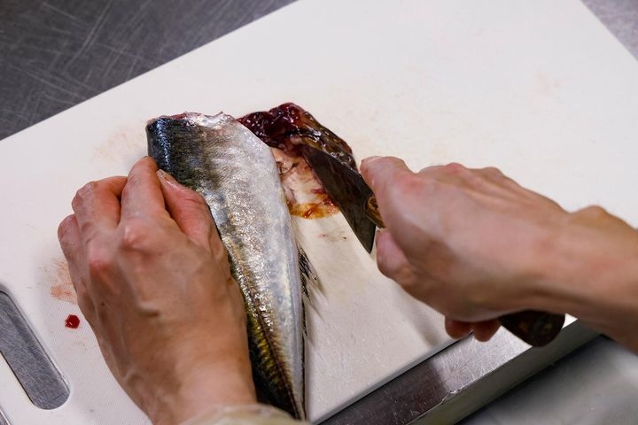 内臓をかき出す