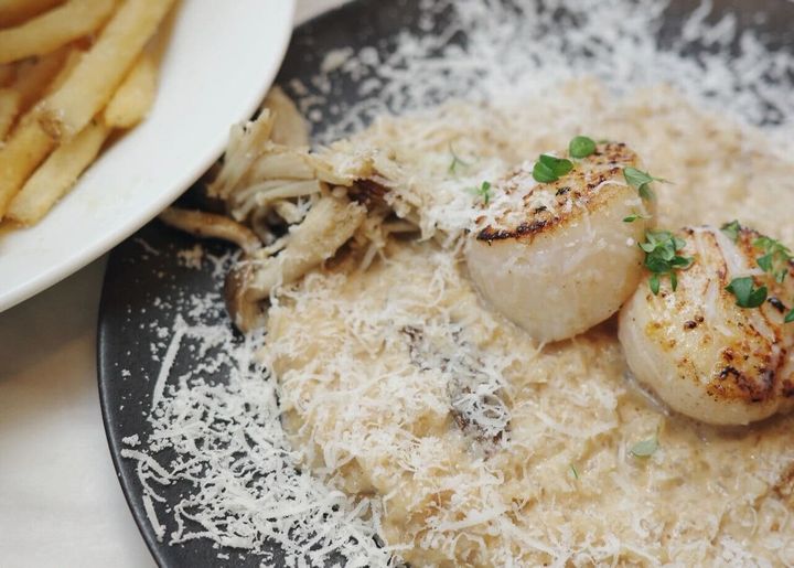 帆立のロースト ボルチーニ茸のクリームリゾット