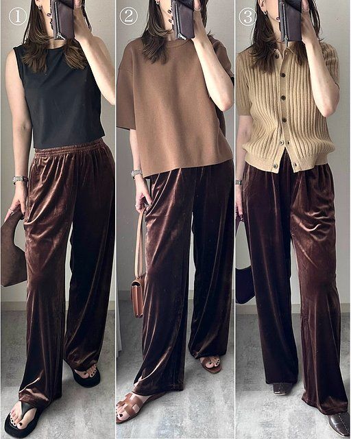 ユニクロのソフトベロアイージーパンツのコーデ1