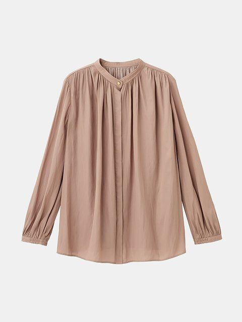 PLSTのヴィンテージサテンメタルボタンブラウス