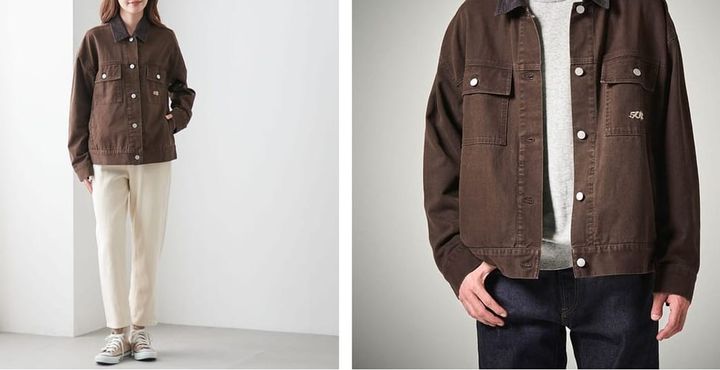 ユニセックスブラウンデニムジャケット「ライオン・キング/スカー」 全身