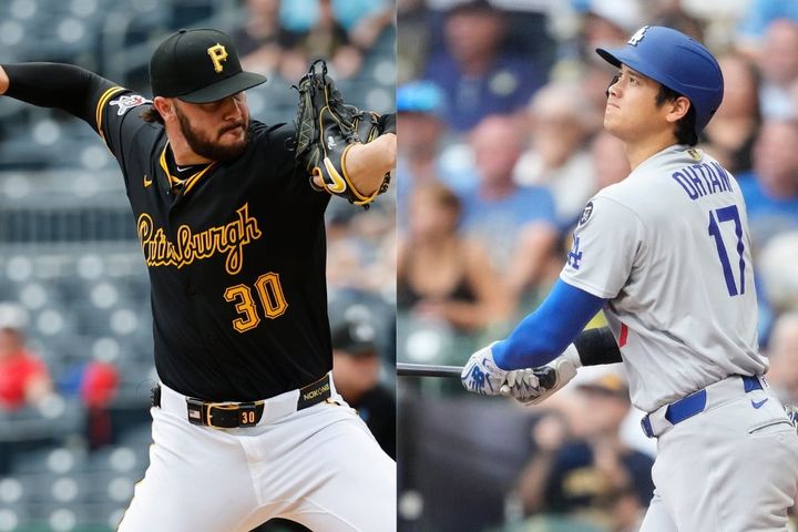 ポール・スキーンズ（左）と大谷翔平（C）Getty Images