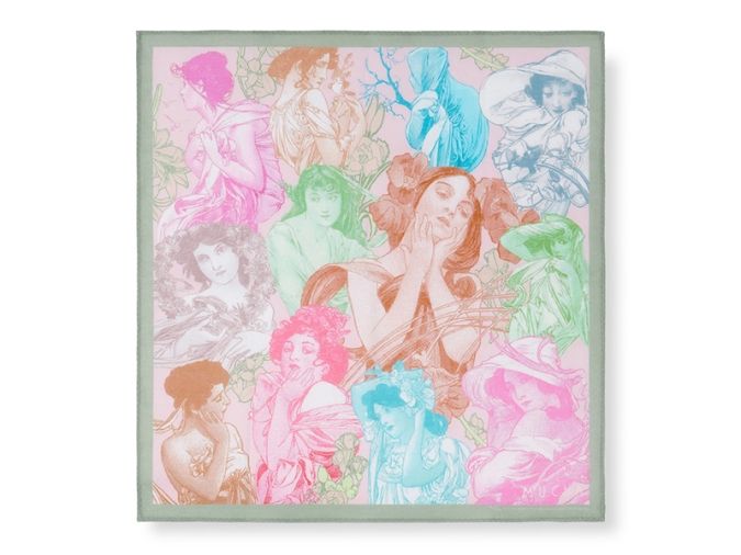 MUCHAワン・フクオカ・ビルディング店／限定 ハンカチ ゾディアックサイン／PINK