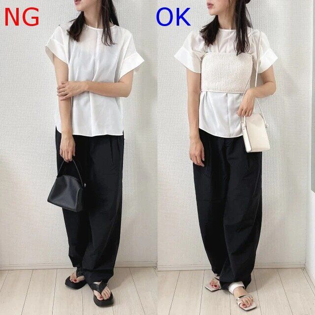 黒コクーンワイドパンツNG＆OKコーデ