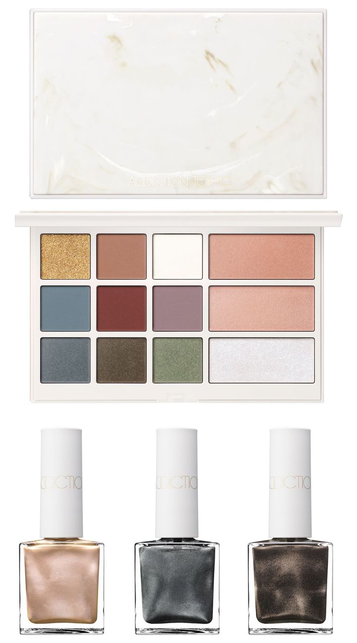 〈上〉アイ ＆ ブラッシュ パレット “アンアースド ラスター” ￥11,000 〈下左から〉ザ マグネット ネイルポリッシュ “アンアースド ラスター” 101MG、102MG、103MG 各￥3,300（すべて11月7日より限定発売）