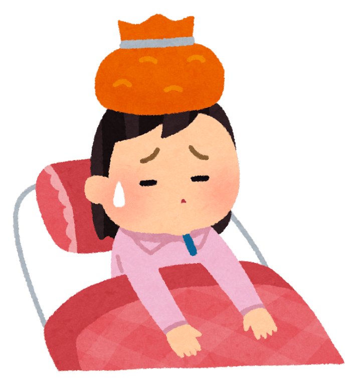 病気で熱を冷やしている人のイラスト | かわいいフリー素材集 いらすとや