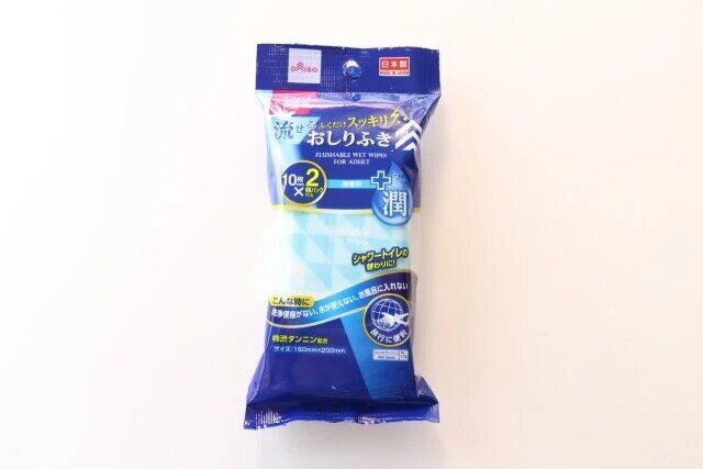 ダイソー シャワートイレウェットおしりふき（10枚、2個） パッケージ