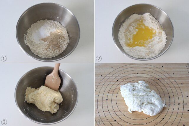パン生地を作る 材料を混ぜる