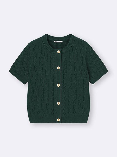 GUのケーブルメタルボタンカーディガン