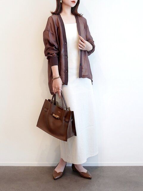 2025夏秋シフトシアーシャツ羽織りワンピコーデ