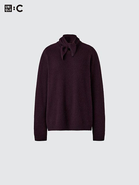 ユニクロシーのカシミヤリラックスVネックセータースカーフつき