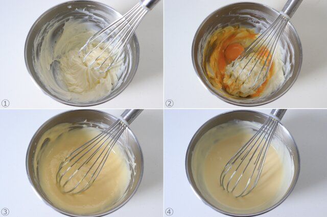 材料を順番に混ぜる。