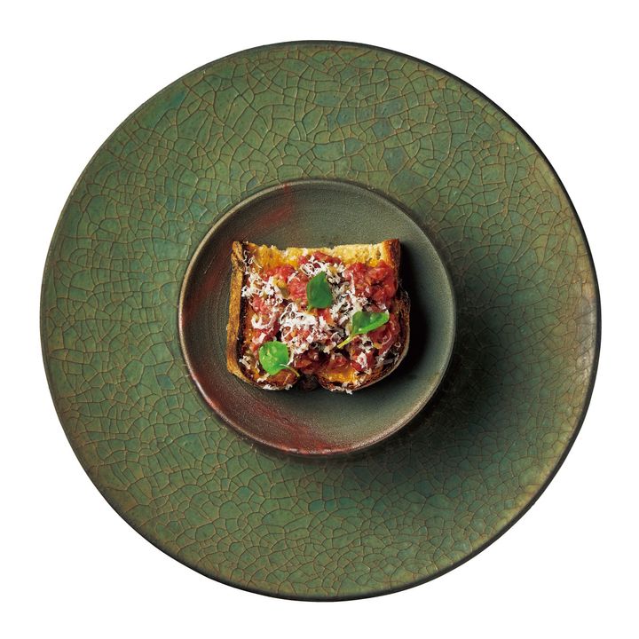 馬肉のオープンサンド