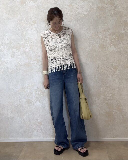 着回しコーデ③編み編みニットで涼しげトレンドコーデ