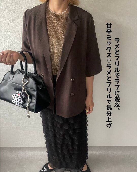 しまむら茶色ジャケット着用コーデ2