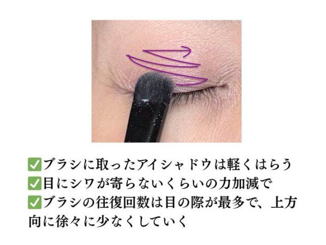 平らなブラシを寝かせて左右にスライドさせる